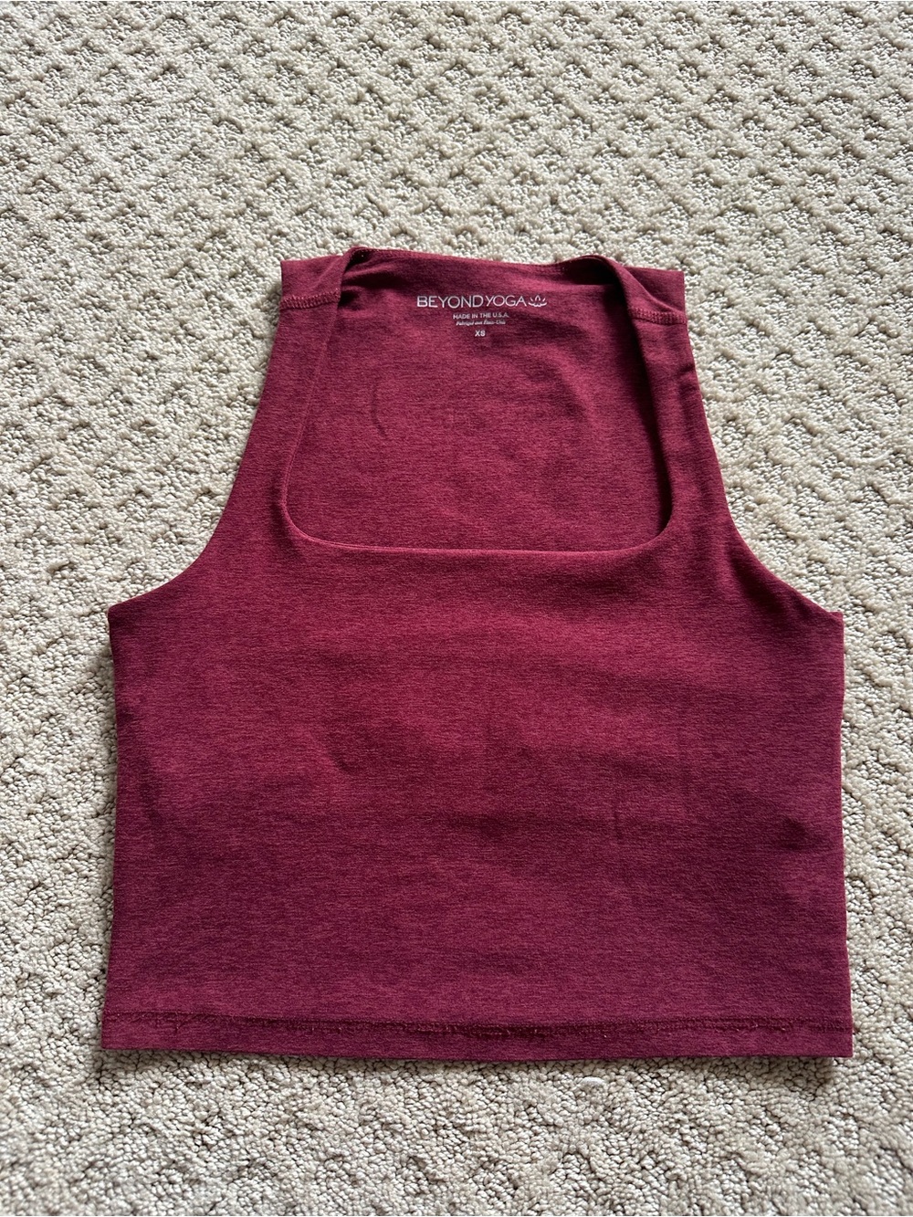 Beyond Yoga Women's Burgundy Square-Neck Cropped Tank, Size XS